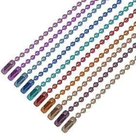 Metal Ball Chain Keychains Mix Colors | 10 Pack 10cm Long