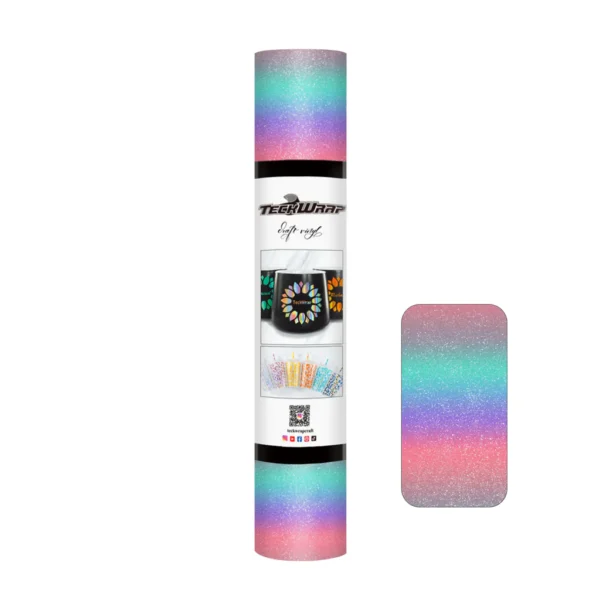 Rainbow Stripes (Pink Cyan) Adhesive Craft Vinyl | TeckwrapCraft