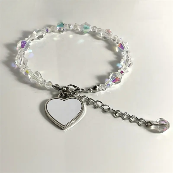 Crystal bracelets with heart pendant | Sublimation Blank