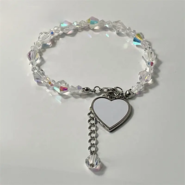 Crystal bracelets with heart pendant | Sublimation Blank - Image 2