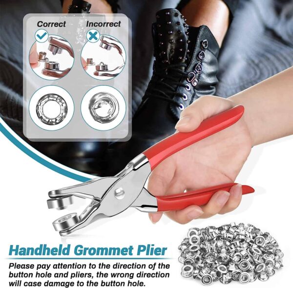 Grommet tool 1/4 inch kit silver mix pack, 800Pcs - Image 3