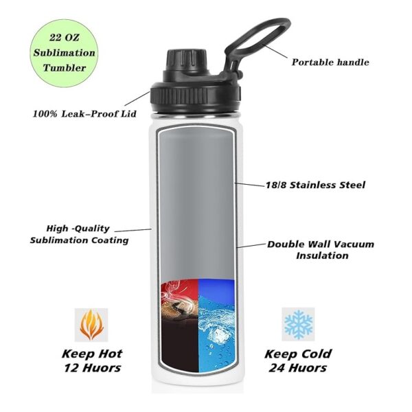 22 oz Sports Water Bottle | Sublimation Blank - Image 2