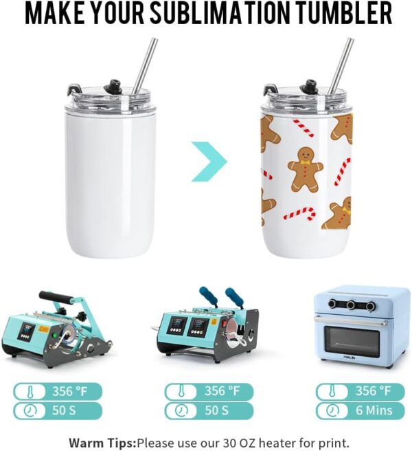 12 oz Travel Tumblers with Lid and Metal Straw | Sublimation Blank - Image 3