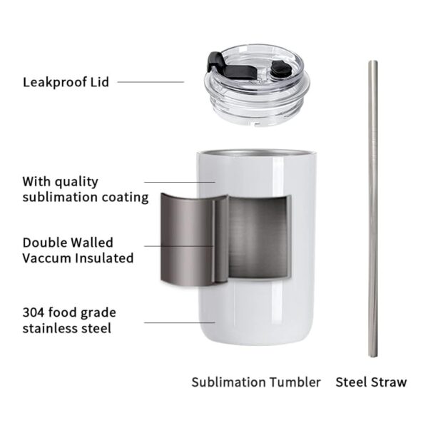 12 oz Travel Tumblers with Lid and Metal Straw | Sublimation Blank - Image 2